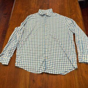 Peter Millar Summer Comfort Blue Striped Long Sleeve Shirt Men’s Size 2XL